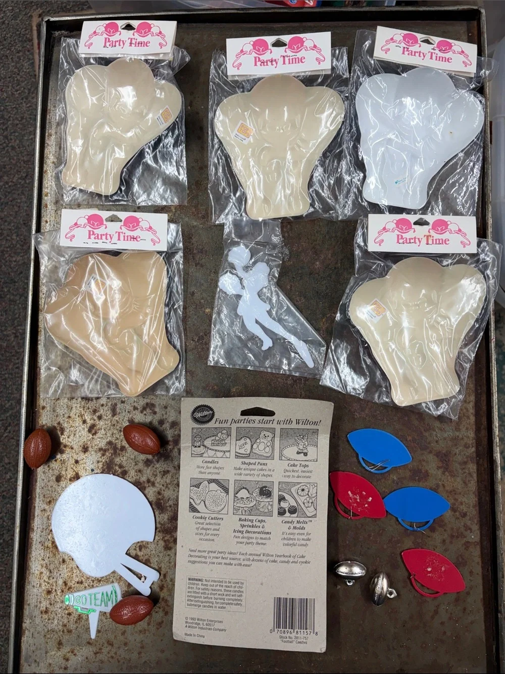 VTG Football Party Decoration Cake Topper Bundle 18 Pcs.  Various Conditions